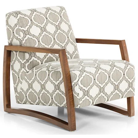 Contemporary Upholstered Accent Chair with Wood Track Arms